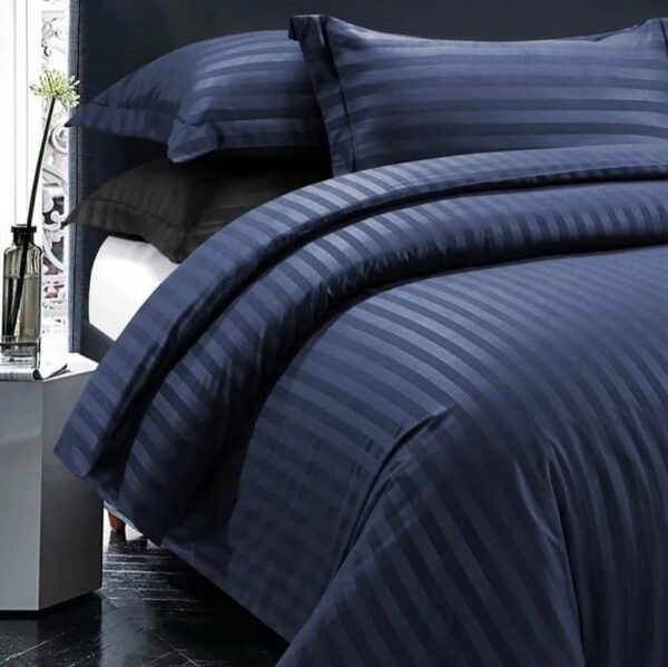 egyptian stripe navy blue duvet set