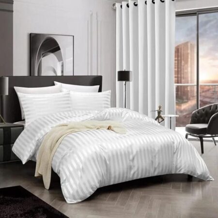 White damask stripe duvet set