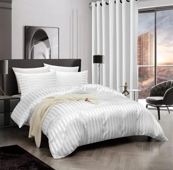 White damask stripe duvet set