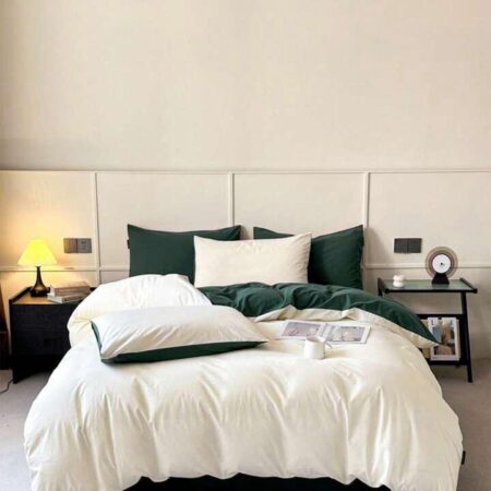 green and white duvet set