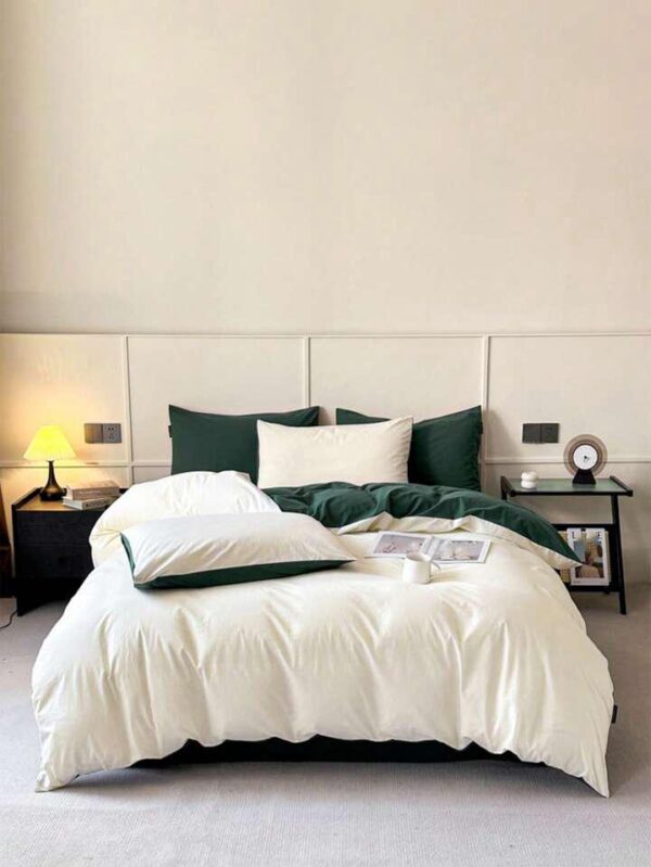 green and white duvet set