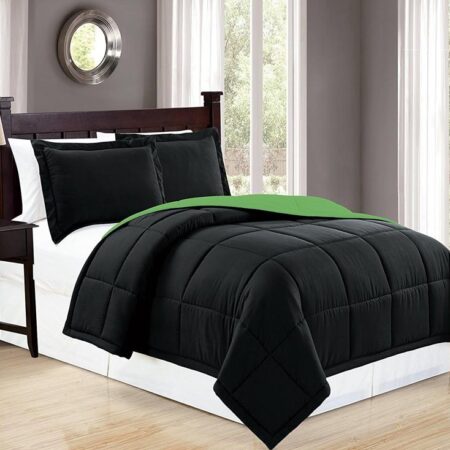 Black and green reversible duvet set