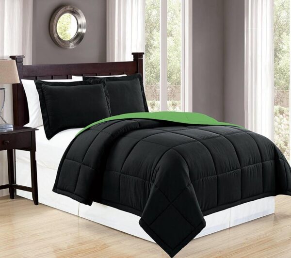 Black and green reversible duvet set