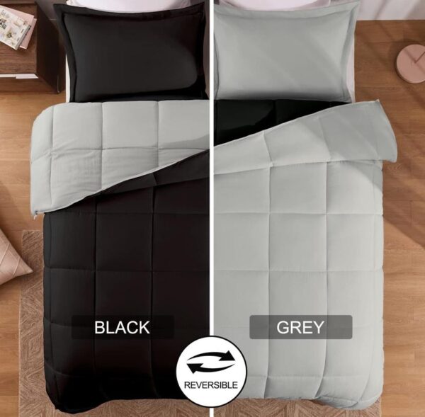 black and grey reversible duvet set