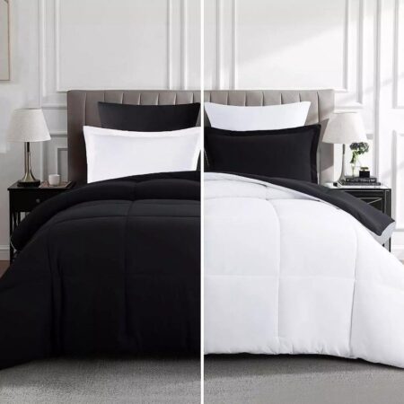 Black and white reversible duvet set