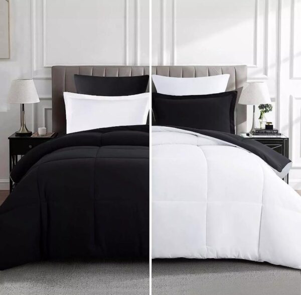 Black and white reversible duvet set