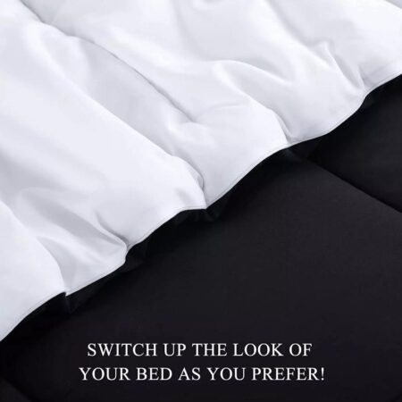 Reversible Duvet Set - All Season Fluffy Breathable and Durable Reversible Black and White Duvet Set - 4/6 Pieces (1 Duvet, 1 Bedsheet and 2/4 Pillowcases Set, 4by6/ 6by6/ 6by7/ 7by7 Sizes) - Image 6