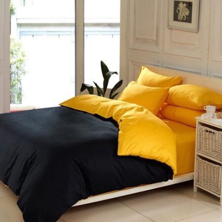 Black and yellow reversible duvet set