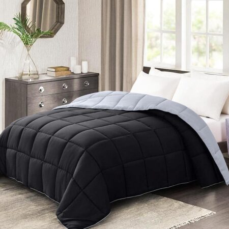 black and grey reversible duvet set