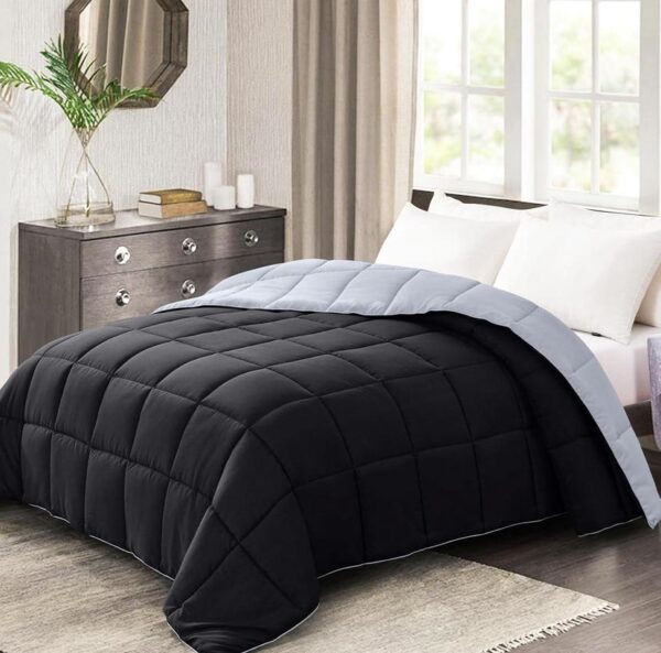 black and grey reversible duvet set