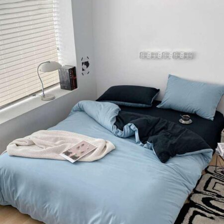 blue and black duvet set