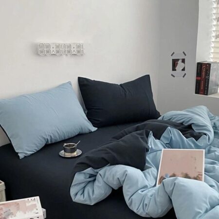 Blue and Black Duvet Set - Super Soft, Durable and Breathable Reversible Quilted Duvet + Bedsheet and Pillowcases Set, (Sizes: 4by6/ 6by6/ 6by7/ 7by7) - Image 2