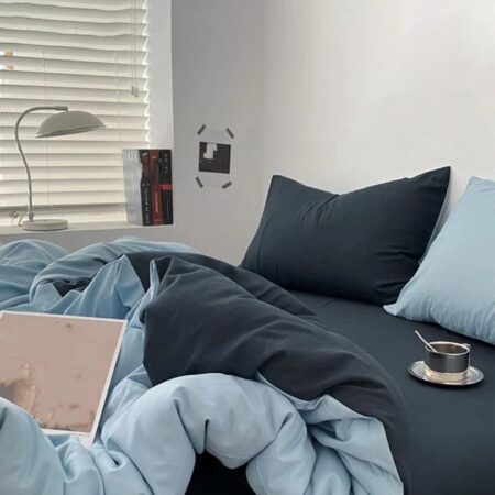 Blue and Black Duvet Set - Super Soft, Durable and Breathable Reversible Quilted Duvet + Bedsheet and Pillowcases Set, (Sizes: 4by6/ 6by6/ 6by7/ 7by7) - Image 3