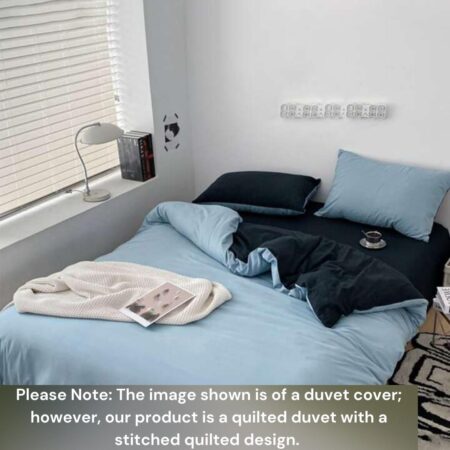 Blue and Black Duvet Set - Super Soft, Durable and Breathable Reversible Quilted Duvet + Bedsheet and Pillowcases Set, (Sizes: 4by6/ 6by6/ 6by7/ 7by7) - Image 5