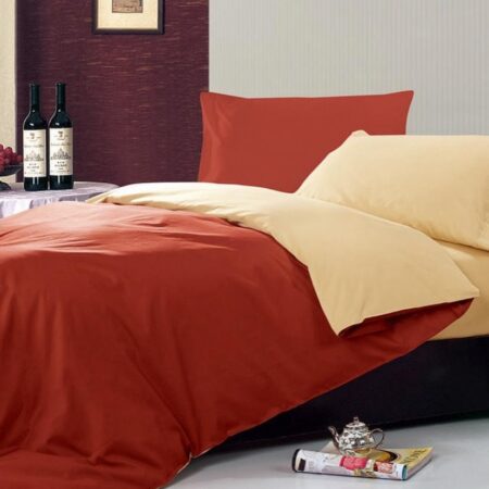 burgundy and cream reversible duvet set