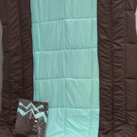Reversible Duvet Set, Ultra Soft Breathable and Durable Box Quilt Reversible Comforter, 4/6-Piece with 1 Duvet, 1 Bedsheet and 2/4 Pillowcases, 4by6/ 6by6/ 6by7/ 7by7, Chocolate/ Blue - Image 5