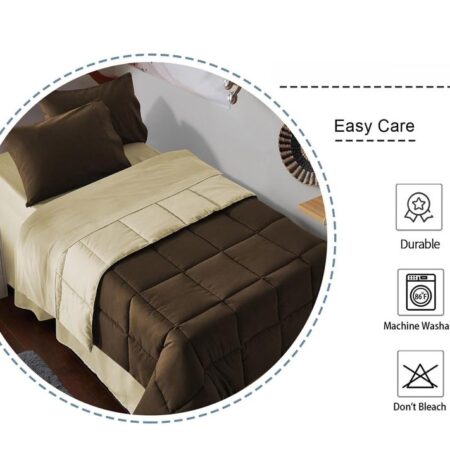 Reversible Duvet Set - Soft, All Season Comfortable and Breathable Box Quilting Bedding Set, 4/6-Pieces,1 Duvet 1 Bedsheet and 2/4 Pillowcases Set, 4by6/ 6by6/ 6by7/ 7by7 Size - Image 4
