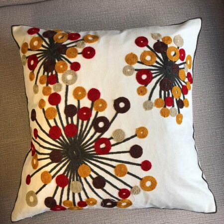 embroidery flower throw pillow