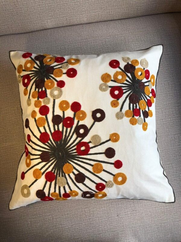 embroidery flower throw pillow