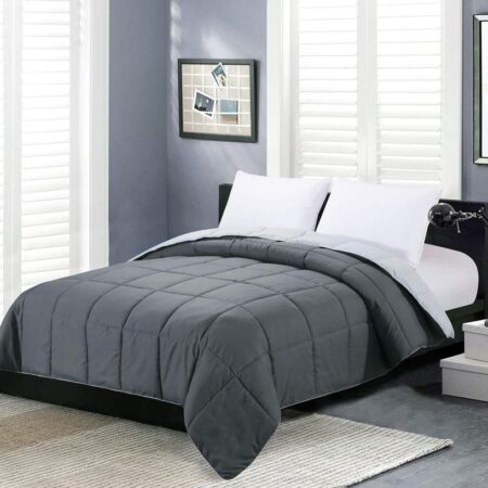 Dark grey and light grey reversible duvet set