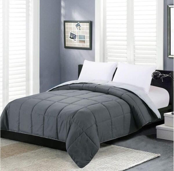 Dark grey and light grey reversible duvet set