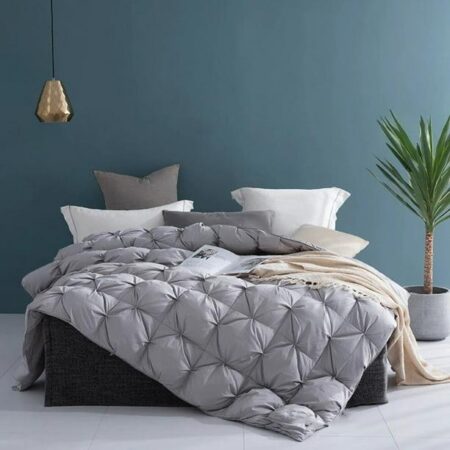 Grey Double Padded Pintuck Duvet Set