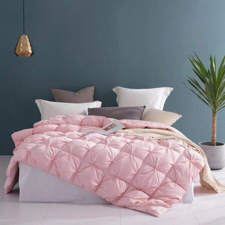 Pink Double Padded Pintuck Duvet Set