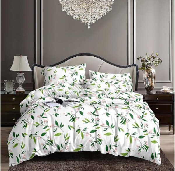 Green leaves print duvet set