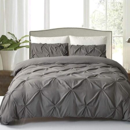 pintuck grey duvet set