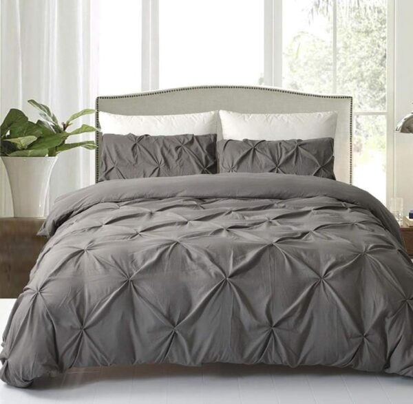 pintuck grey duvet set