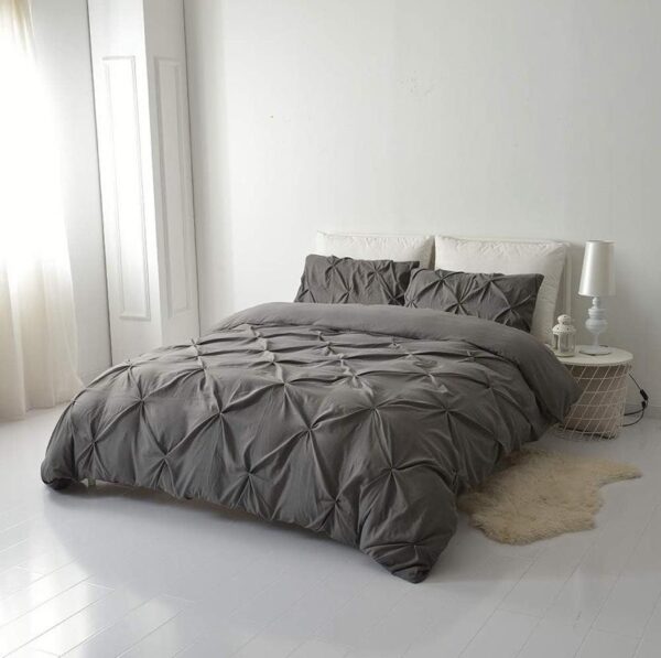 pintuck grey duvet set