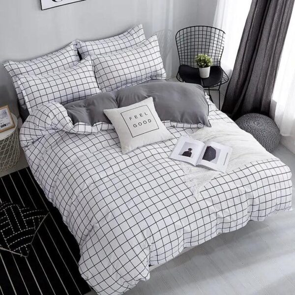 white plaid duvet set