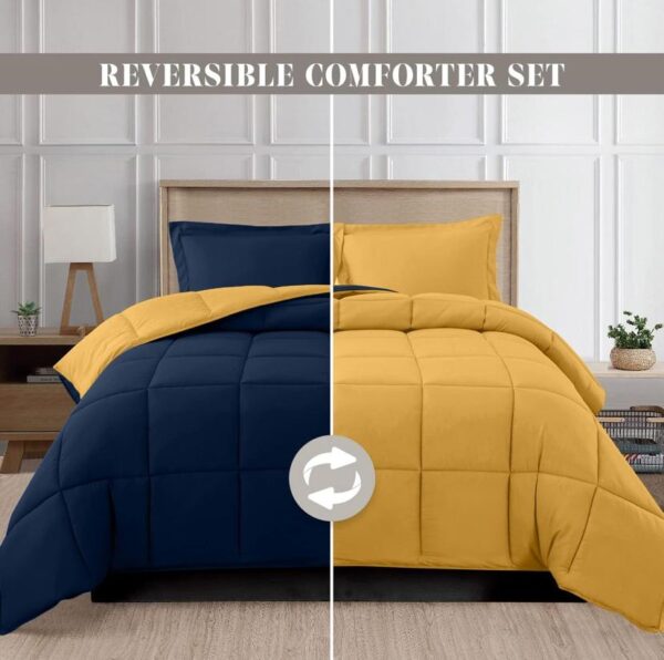 navy blue and yellow duvet set