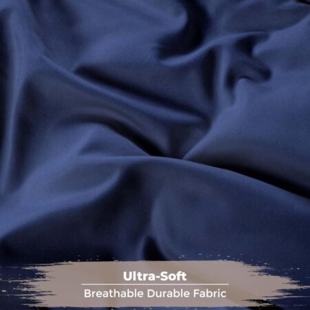 Navy Blue Duvet Set - Super Soft Breathable and Durable Box Quilt Comforter Set, 4/6-Pieces with 1 Duvet, 1 Bedsheet, 2/4 Pillowcases Set, 4by6/ 6by6/ 6by7/ 7by7 - Image 3