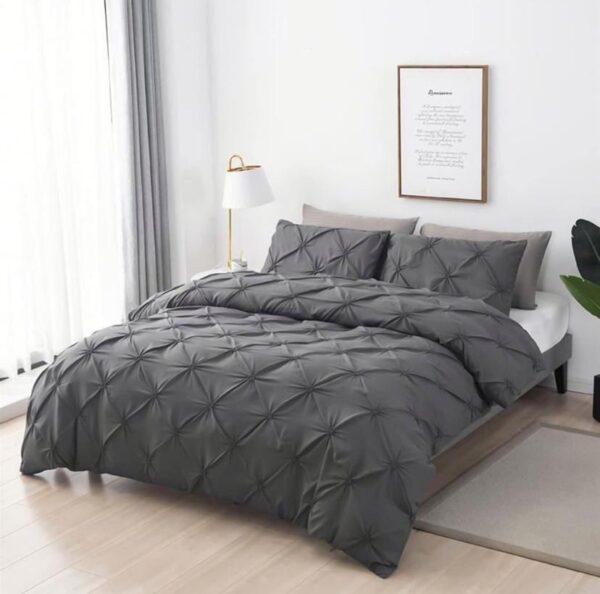 Dark Grey Pinch Pleated Duvet Set