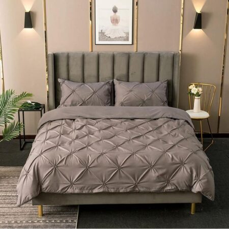 Grey pinch pleated duvet set