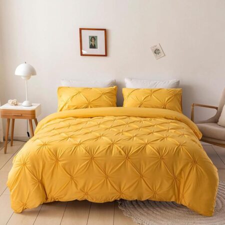 Yellow Pinch Pleated Duvet Set