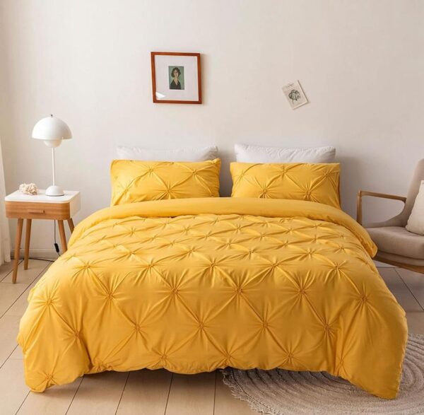 Yellow Pinch Pleated Duvet Set