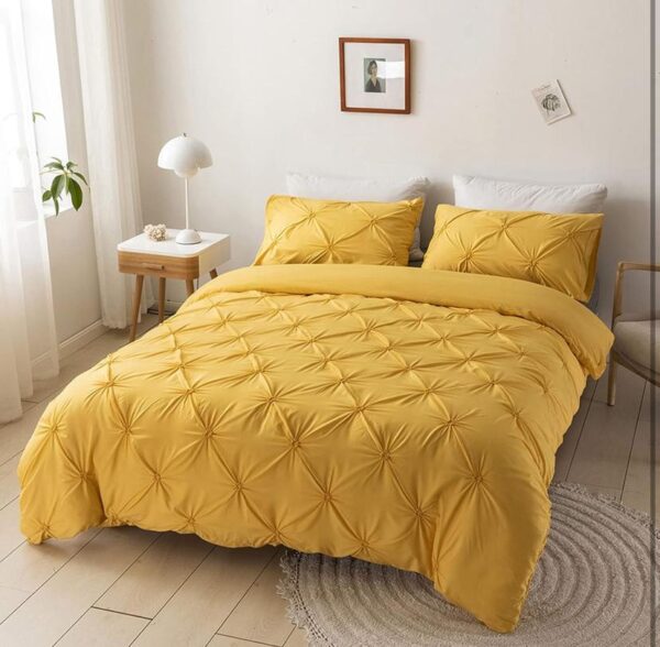 yellow pintuck duvet set