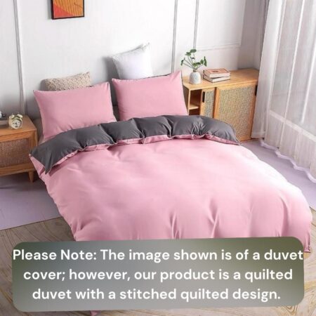 Pink and Grey Reversible Duvet Set - All Season and Durable 4/6 Pieces 1 Quilted Duvet, 1 Bedsheet and 2/4 Pillowcase Set, 4by6/ 6by6/ 6by7/ 7by7 Sizes - Image 3