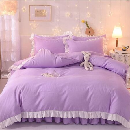 purple ruffle duvet set