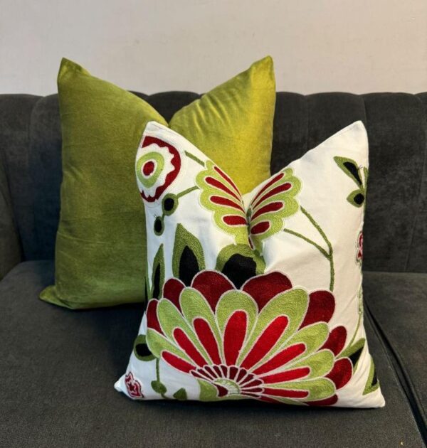 embroidered throw pillow