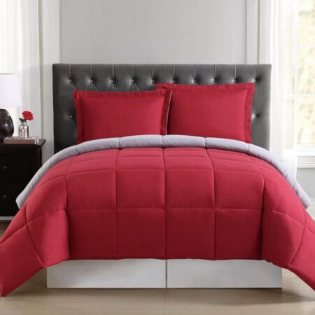 red and grey reversible duvet set