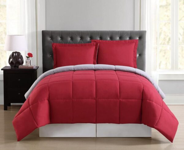 red and grey reversible duvet set