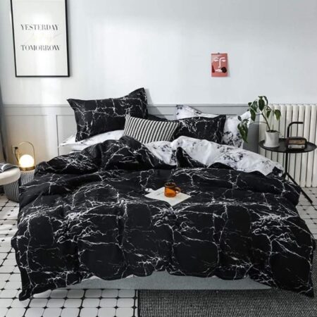 black and white marble duvet set