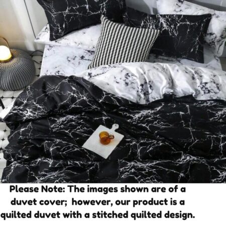 Black and White Marble Duvet Set - 4-6 Pcs Soft, Breathable, and Durable Abstract Marble Bedding Set (Sizes: 4by6/ 6by6/ 6by7/ 7by7) - Image 5