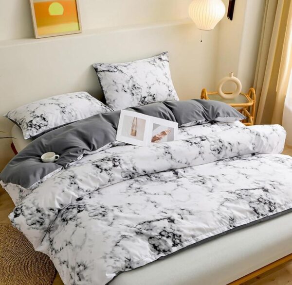 white marble duvet set