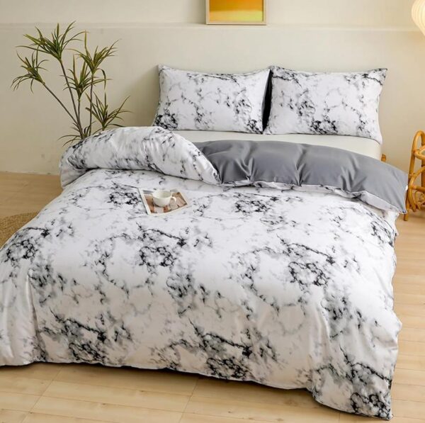 white printed duvet set