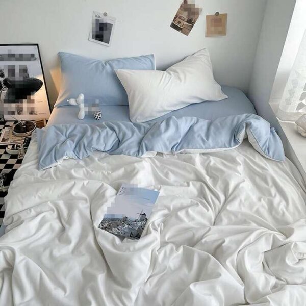 white and blue duvet set