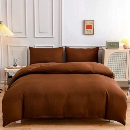 Brown plain duvet set